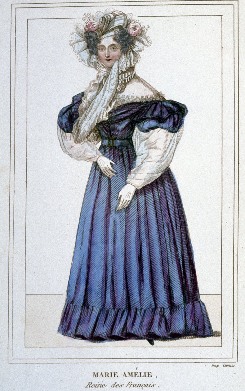 صورة لماري أميلي دي بوربون (1782 - 1866) ، ملكة فرنسا ، زوجة لويس فيليب الأول. نقش من القرن التاسع عشر. بواسطة فنان غير معروف