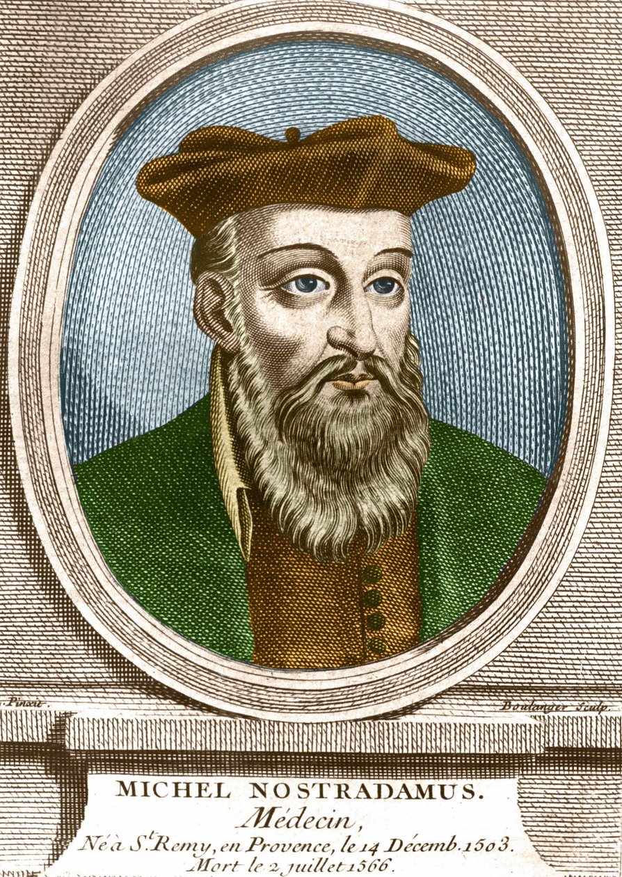 صورة ميشيل نوستراداموس ، طبيب ، ني à Saint Remy de Provence (Saint-Remy-de-Provence) في 14/12/1503 وتوفي في 02/07/1566. نقش القرن التاسع عشر. بواسطة فنان غير معروف