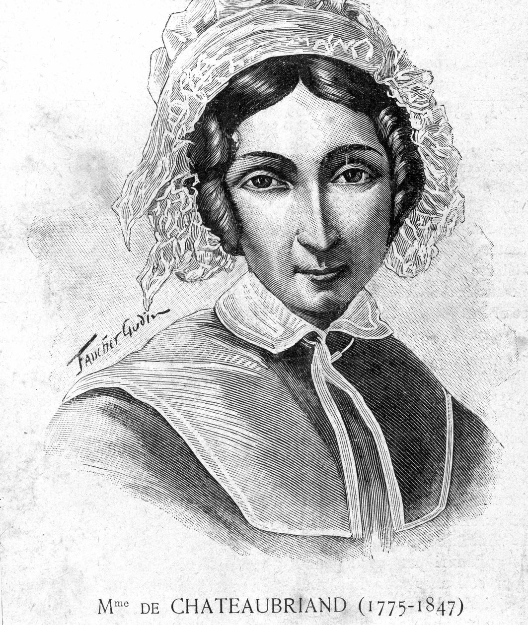 صورة للسيدة دي شاتوبريان (1775 - 1847) - في "" المعاصرون "، وأواخر القرن التاسع عشر. بواسطة فنان غير معروف