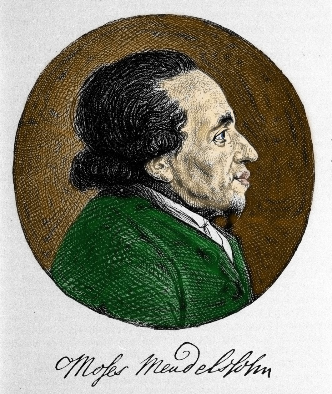 صورة لموسى (موسى) مندلسون (1729 - 1786) ، الفيلسوف والمؤسس الحقيقي لليهودية الحديثة. جد الموسيقار فيليكس مندلسون. بواسطة فنان غير معروف