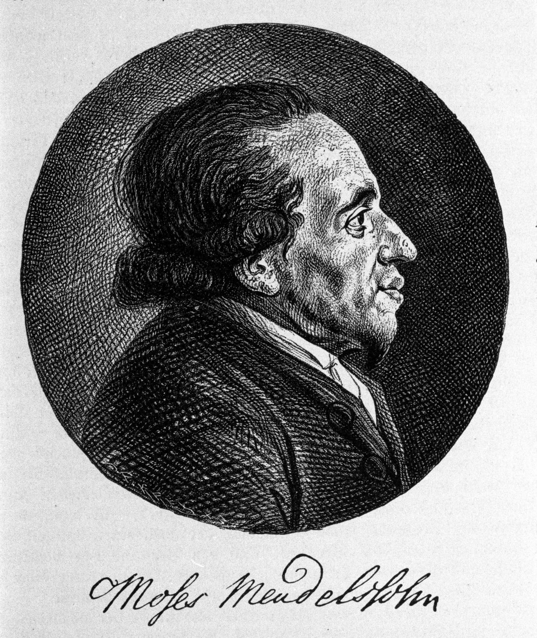 صورة لموسى (موسى) مندلسون (1729 - 1786) ، الفيلسوف والمؤسس الحقيقي لليهودية الحديثة. جد الموسيقار فيليكس مندلسون. بواسطة فنان غير معروف