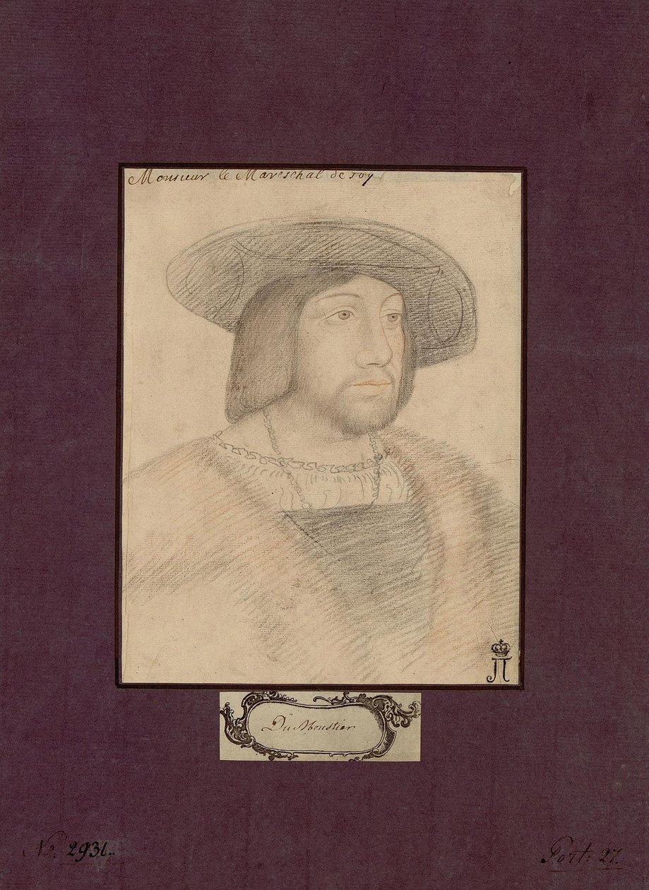 صورة لأوديت دي فوا ، فيكومت دي لوتريك (1485-1528) المعروف باسم مارشال دي لوتريك - مجهول. أقلام ملونة على ورق ، مقاس: 22.5 × 17.2 ، ج. 1546 ، متحف الارميتاج ، سانت بطرسبرغ بواسطة فنان غير معروف