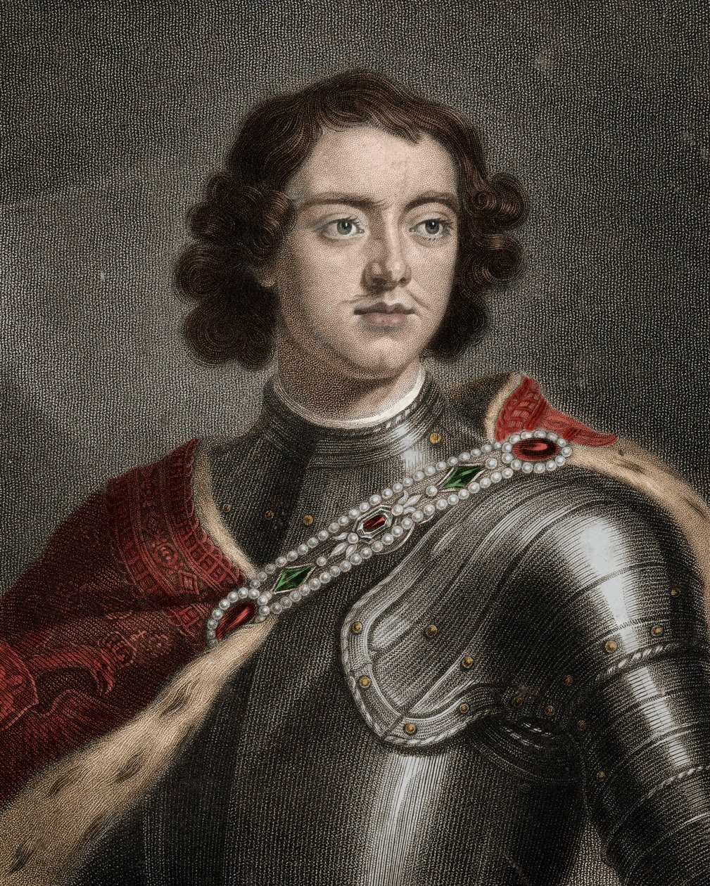 صورة لبطرس الأول (1672-1725) قيصر روسيا - بطرس الأكبر أو بطرس الأول 1672-1725 - النقش - القرن التاسع عشر بواسطة فنان غير معروف