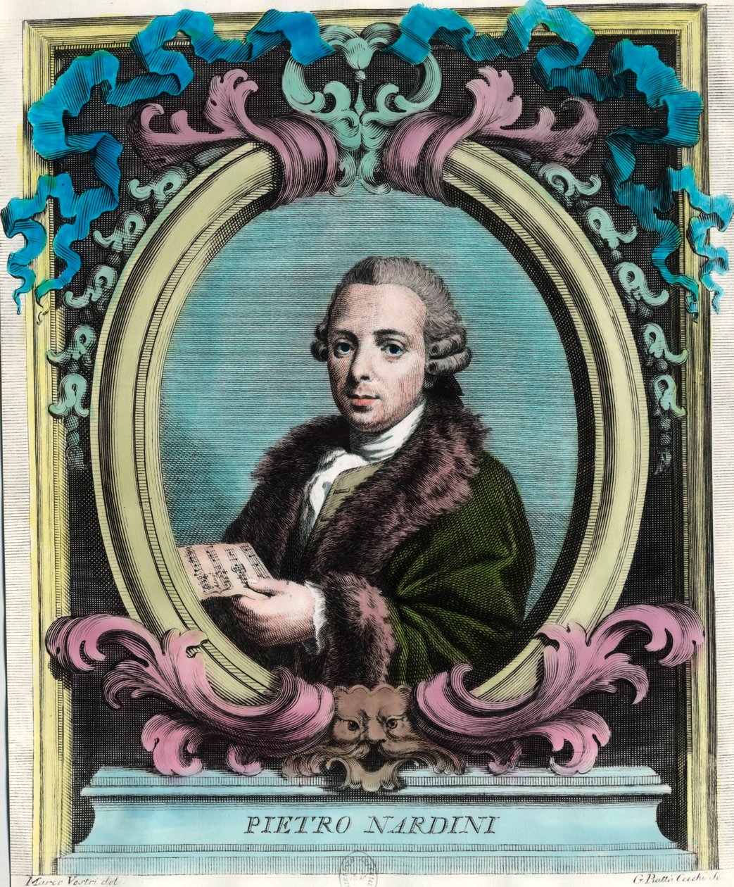 صورة لبيترو نارديني (1722 - 1793) ، عازف الكمان والملحن الإيطالي. نقش القرن الثامن عشر. مجموعة خاصة. بواسطة فنان غير معروف