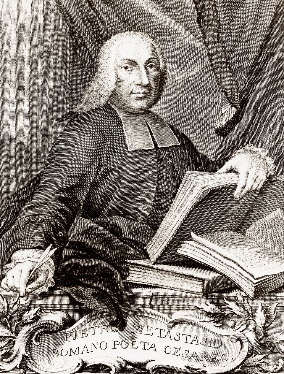 صورة لبيترو تراباسي ، تُدعى Pietro Metastasio (Metastase) (1698-1782) الشاعر الإيطالي وكاتب النصوص بواسطة فنان غير معروف