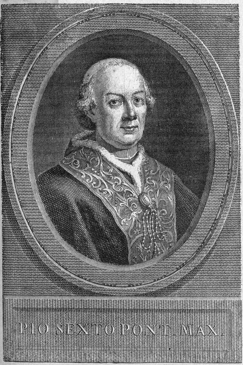 صورة للبابا بيوس السادس (بيوس أو بيو أو جيوفاني أنجيلو براشي) (1775-1799). بواسطة فنان غير معروف