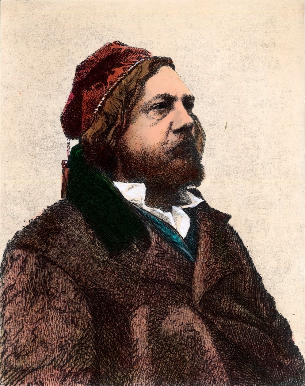 صورة شخصية لثيوفيل غوتييه (1811-1872) ، شاعر فرنسي وروائي وناقد فني. نقش القرن التاسع عشر. مجموعة خاصة. بواسطة فنان غير معروف
