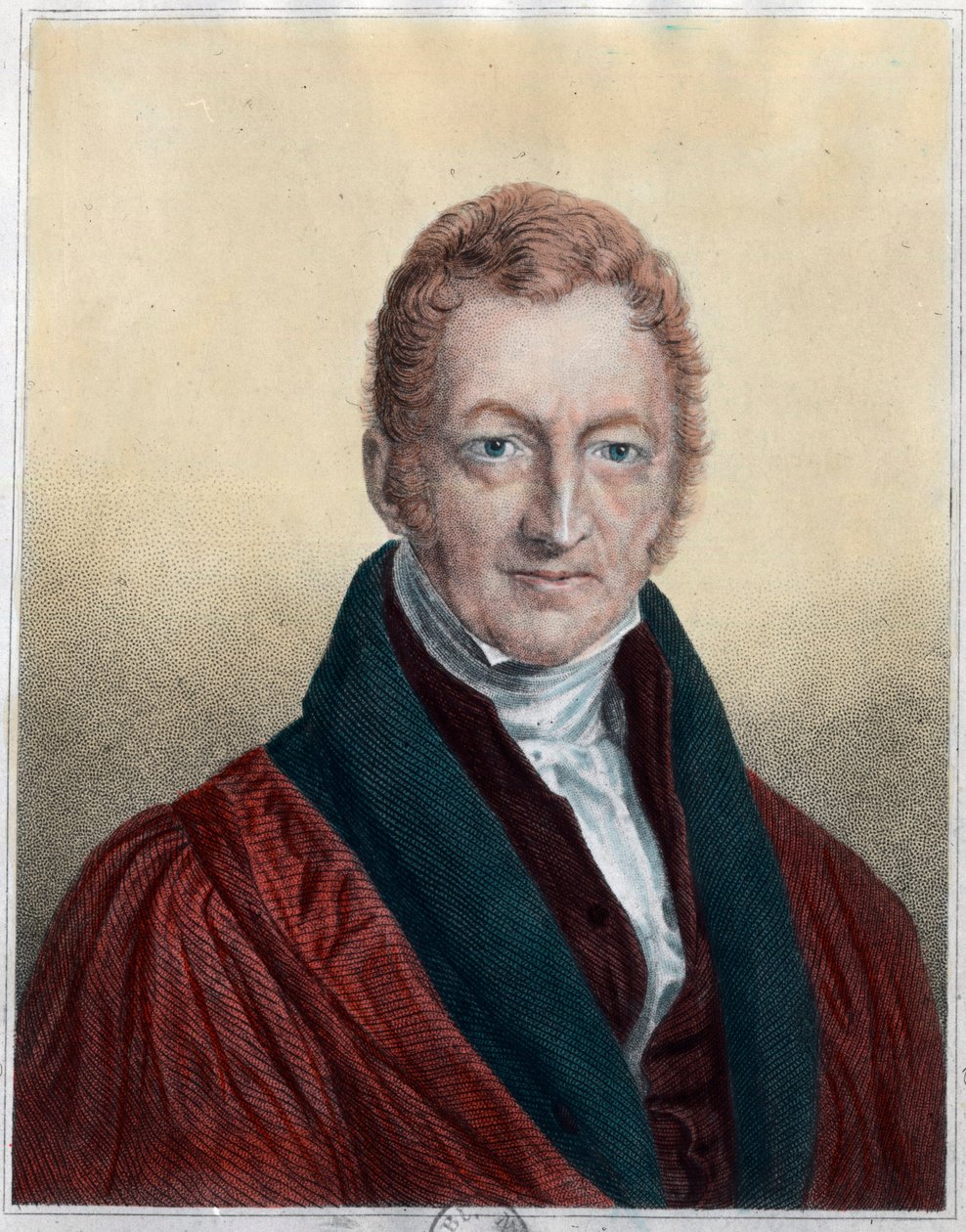 صورة لتوماس مالتوس (1766-1834) ، اقتصادي وراعي إنجليزي. نقش القرن التاسع عشر. مجموعة خاصة. بواسطة فنان غير معروف