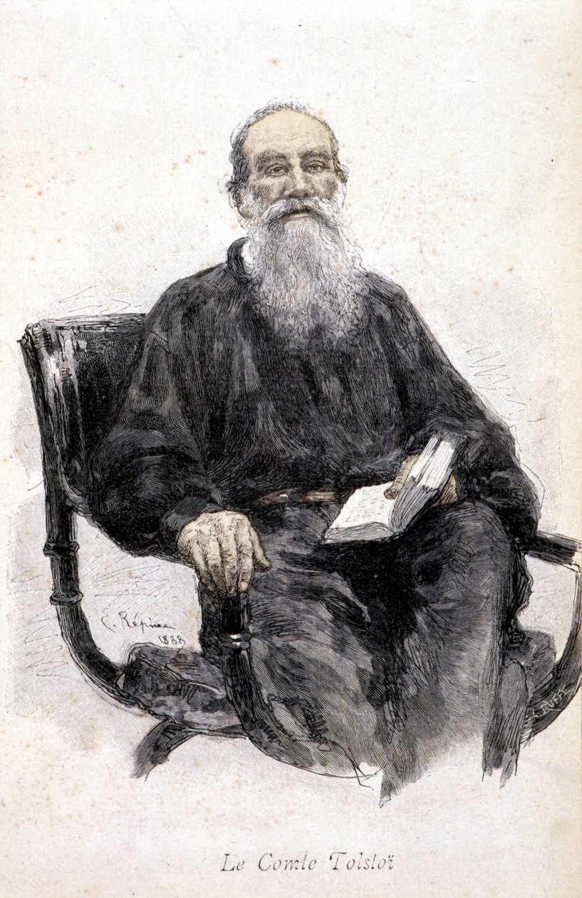 صورة لتولستوي ، نقش 1888. بواسطة فنان غير معروف