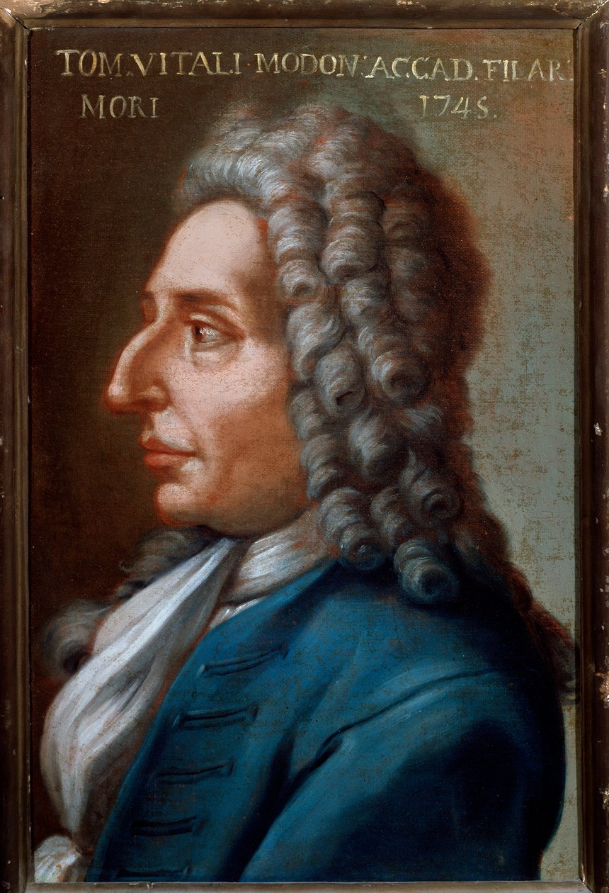 صورة لتوماسو أنطونيو فيتالي مودوني (1663-1745) لوحة ملحن وعازف كمان إيطالي مجهول. القرن ال 18. بولونيا ، متحف المتحف المدني بواسطة فنان غير معروف