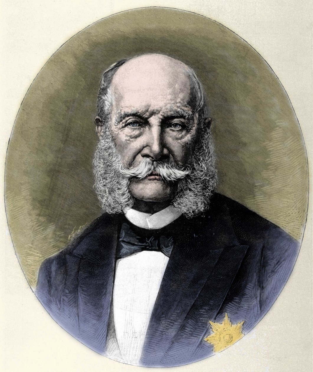 صورة وليام الأول (1797-1888) ، ملك بروسيا وإمبراطور ألمانيا. نقش من نهاية القرن التاسع عشر. بواسطة فنان غير معروف