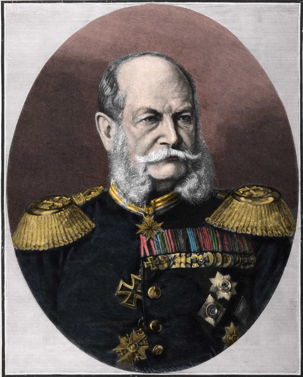 صورة وليام الأول (1797-1888) ، ملك بروسيا وإمبراطور ألمانيا. نقش من نهاية القرن التاسع عشر. بواسطة فنان غير معروف