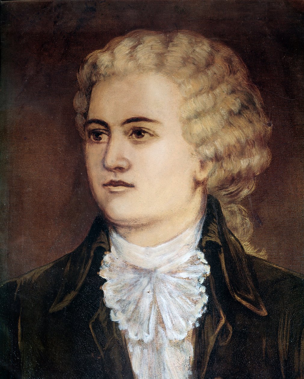 صورة للمؤلف الموسيقي النمساوي فولفجانج أماديوس موزارت (1756-1791) أثناء إقامته في براغ عام 1786 (صورة الملحن النمساوي فولفجانج أماديوس موتسارت وقت زيارته في براغ) لوحة مجهولة 1786 براغ ، متحف موزارتين بواسطة فنان غير معروف