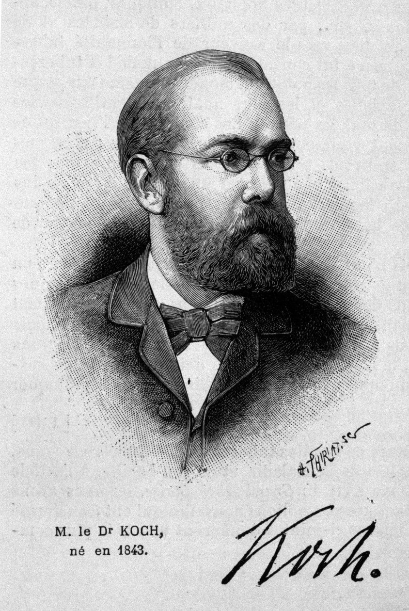 صورة للطبيب الألماني روبرت كوخ (1843-1910). بواسطة فنان غير معروف