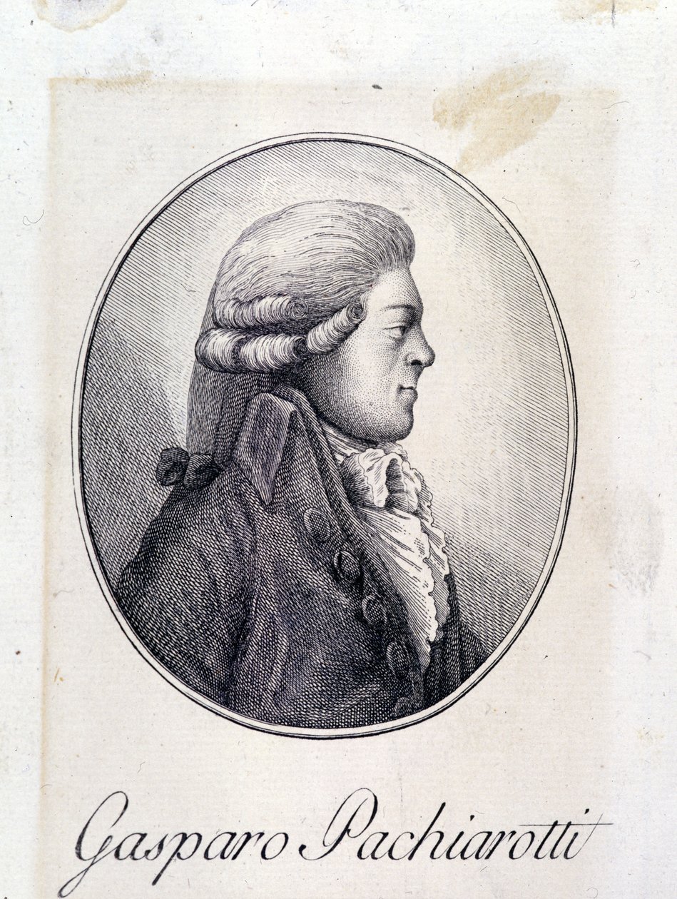 صورة للمخصي الإيطالي جاسبارو باكشيروتي (باتشياروتي) (1740 - 1821). نقش القرن التاسع عشر. بواسطة فنان غير معروف
