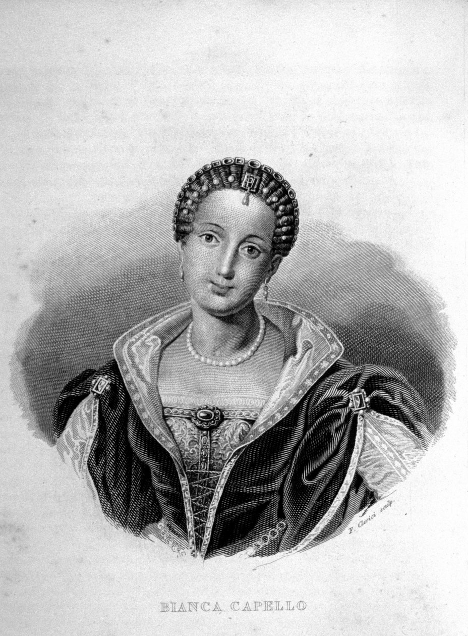 صورة لمدينة البندقية بيانكا كابيلو (1548-1587) ، زوجة فرانسوا دي ميديشي. نقش القرن التاسع عشر. بواسطة فنان غير معروف