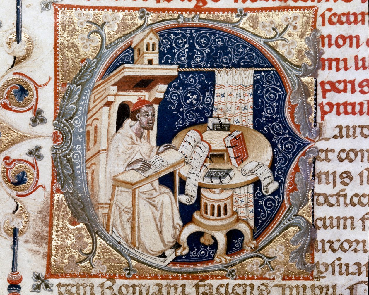 Portrait of the copist monk Ugo de Florence (Miniature, c.1320) بواسطة فنان غير معروف