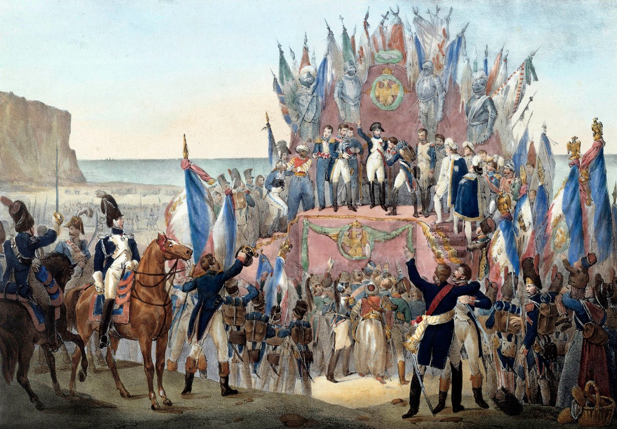 Presentation of the Legion of Honour by Napoleon Bonaparte in the Terlincthum valley in Boulogne (16 August 1804) Engraving - Paris, musee de l