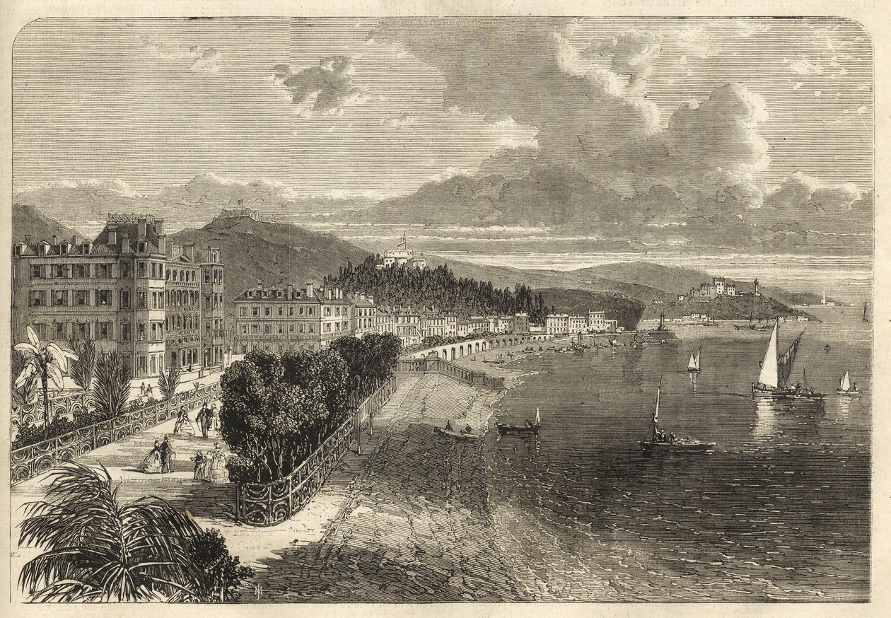 بروميناد ديزونغليه في نيس عام 1866 - منتزه ديزونغليه عام 1866 - نقش بواسطة فنان غير معروف