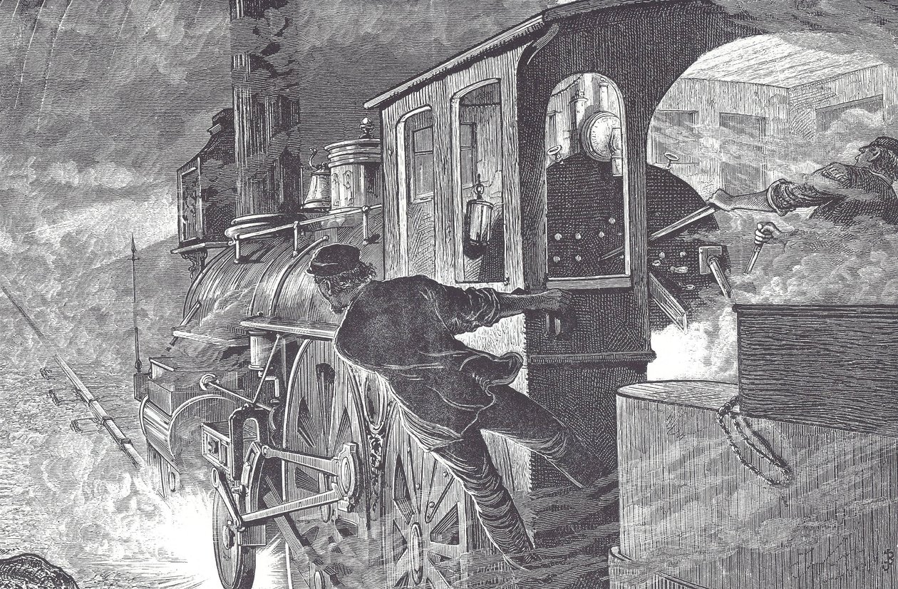 Railway drivers, late 19th century (wood engraving) بواسطة فنان غير معروف