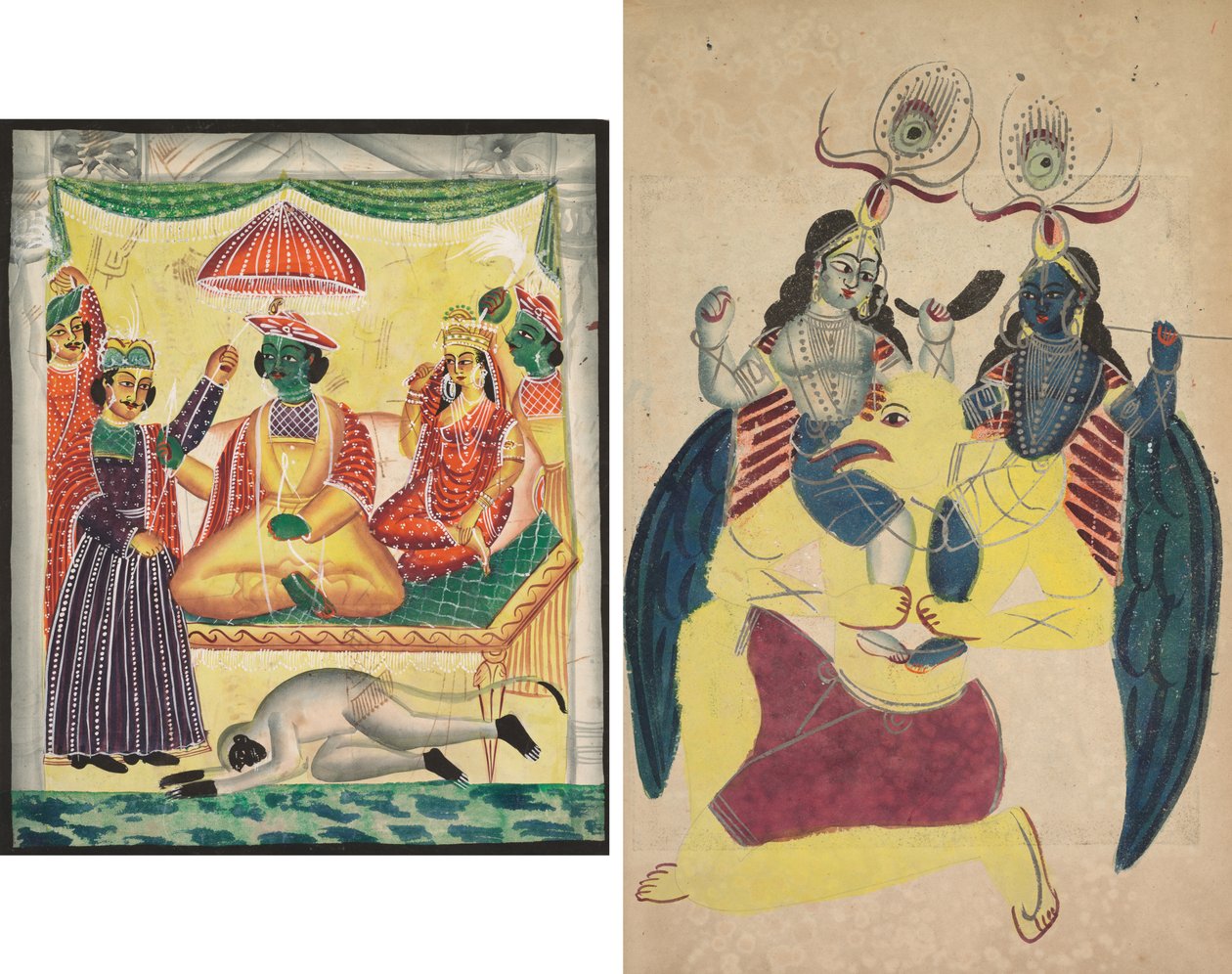 راما وسيتا (وجه) ؛ جارودا يحمل Balarama و Krishna (ظهر) بواسطة فنان غير معروف