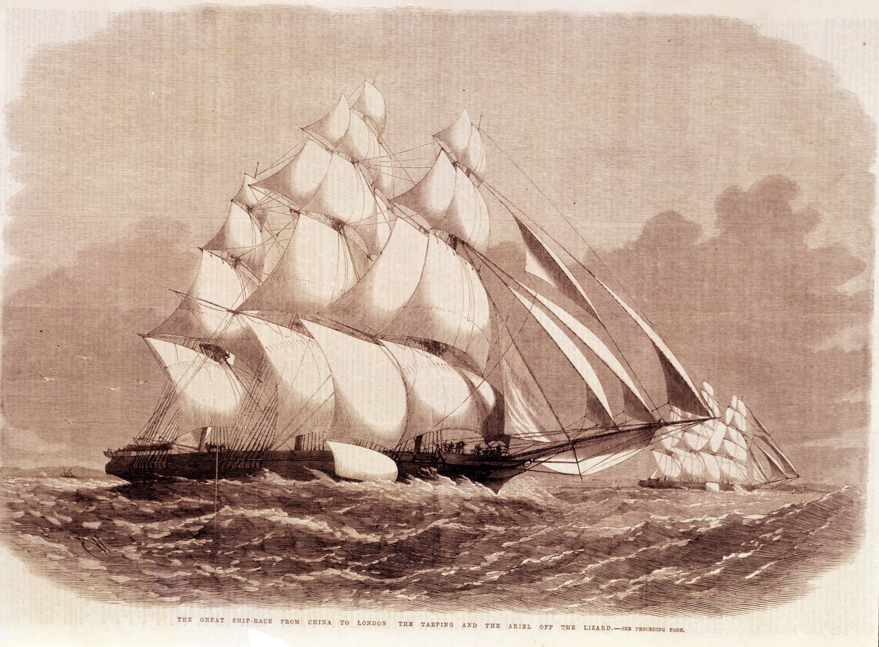 قم بالترتيب بين كليبرز أرييل وتيبينج في عام 1866. بواسطة فنان غير معروف