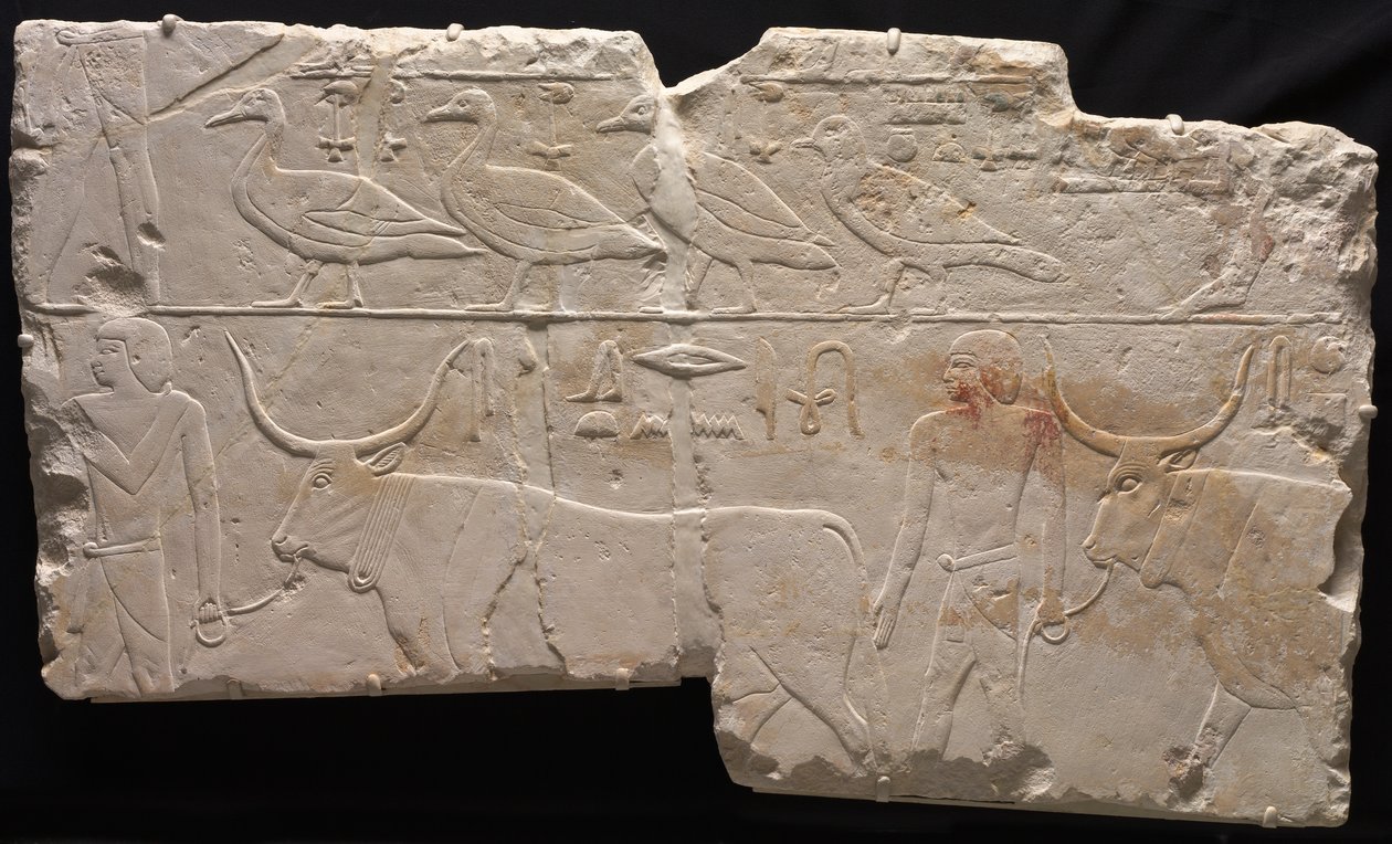 إغاثة الرجال الذين يجلبون الطيور والماشية بواسطة فنان غير معروف