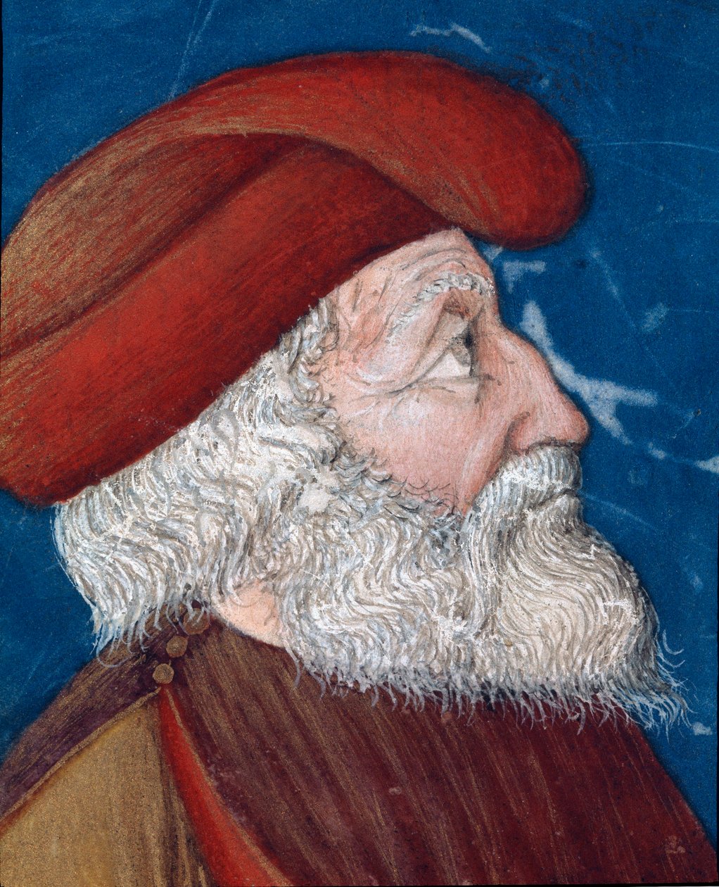 Representation of Aristide the Just (550-467 BC) Athenian statesman Miniature taken from “” Paralleles of illustrious men””” from Plutarch (46-125 AD) (MS. XV. 1) 15th century. Cesena, Biblioteca Malatestiana بواسطة فنان غير معروف