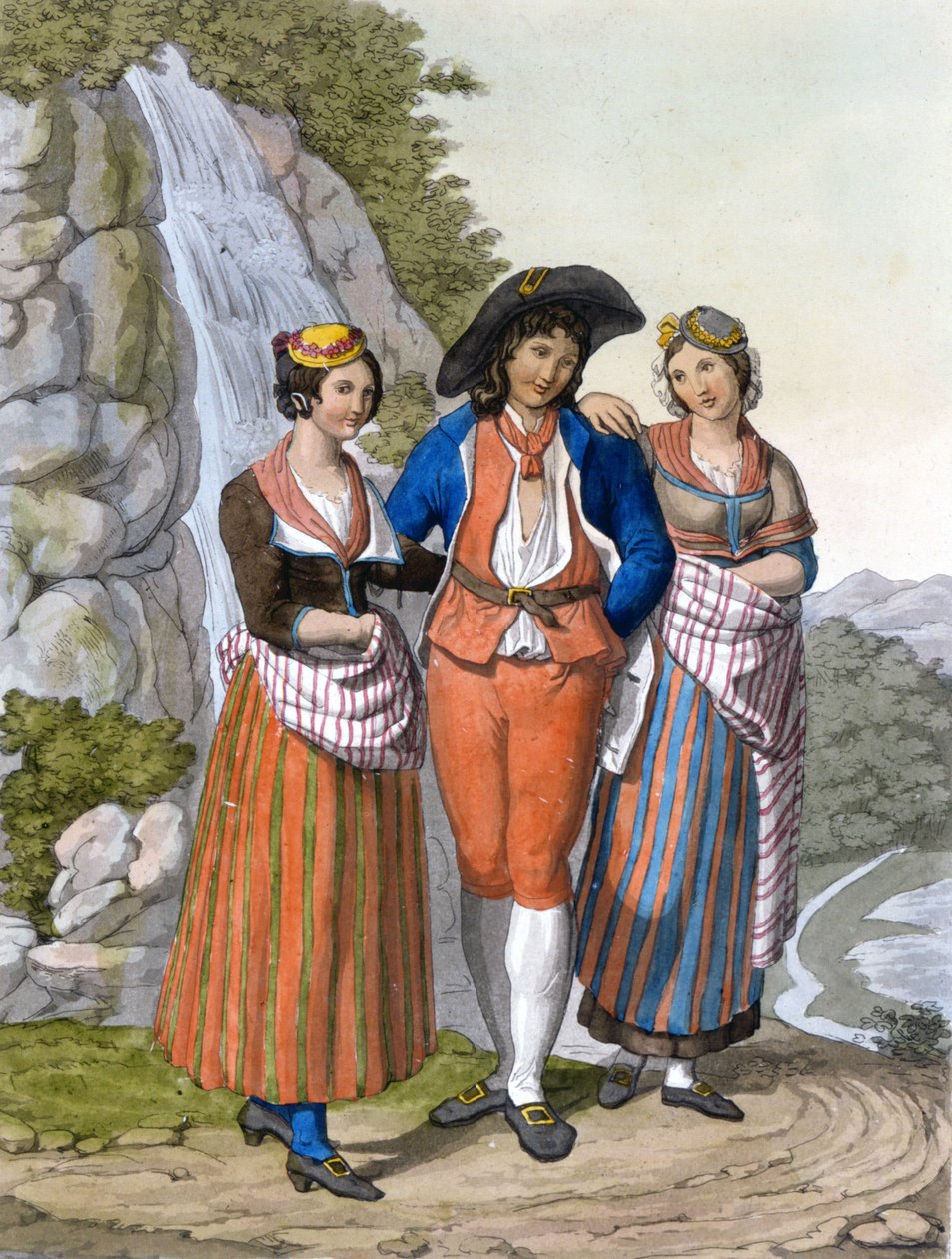 تمثيل فودوا بملابسهم. 1820 ق. بواسطة فنان غير معروف