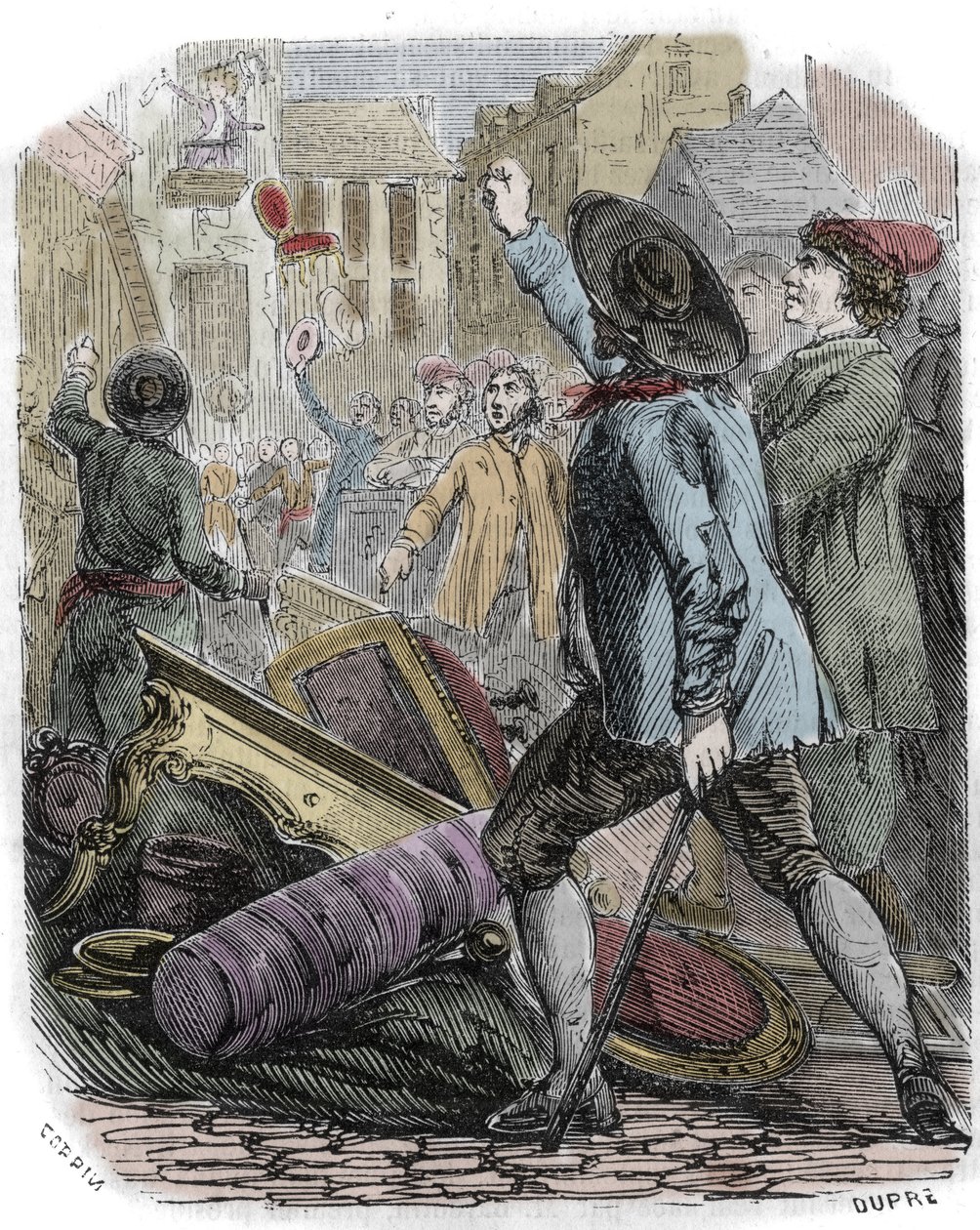 وقعت أعمال الشغب في ريفيلون بين 26 و 29 أبريل 1789 - الثورة الفرنسية: قضية ريفيلون - "" نهب إنتاج البابينات جان بابتيست دي ريفيلون في 28 أبريل 1789 "" قامت أعمال شغب باريسية بنهب المصنع الواقع في شارع فوبورج سانت أنطوان. بواسطة فنان غير معروف