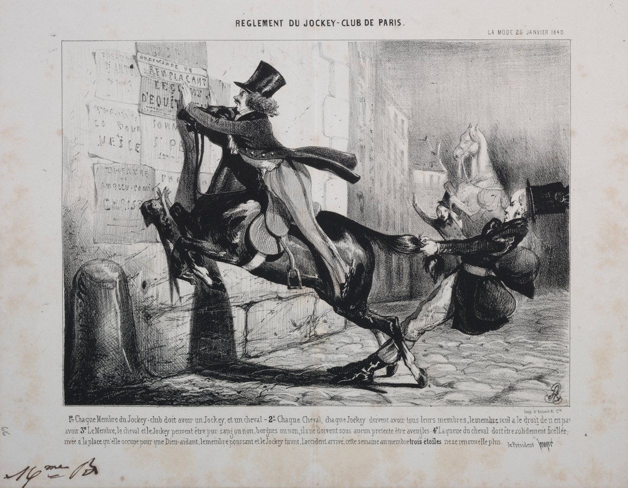 لوائح Jockey Club de Paris: يجب أن يكون لكل عضو في نادي Jockey Club فارس وحصان ... بواسطة فنان غير معروف