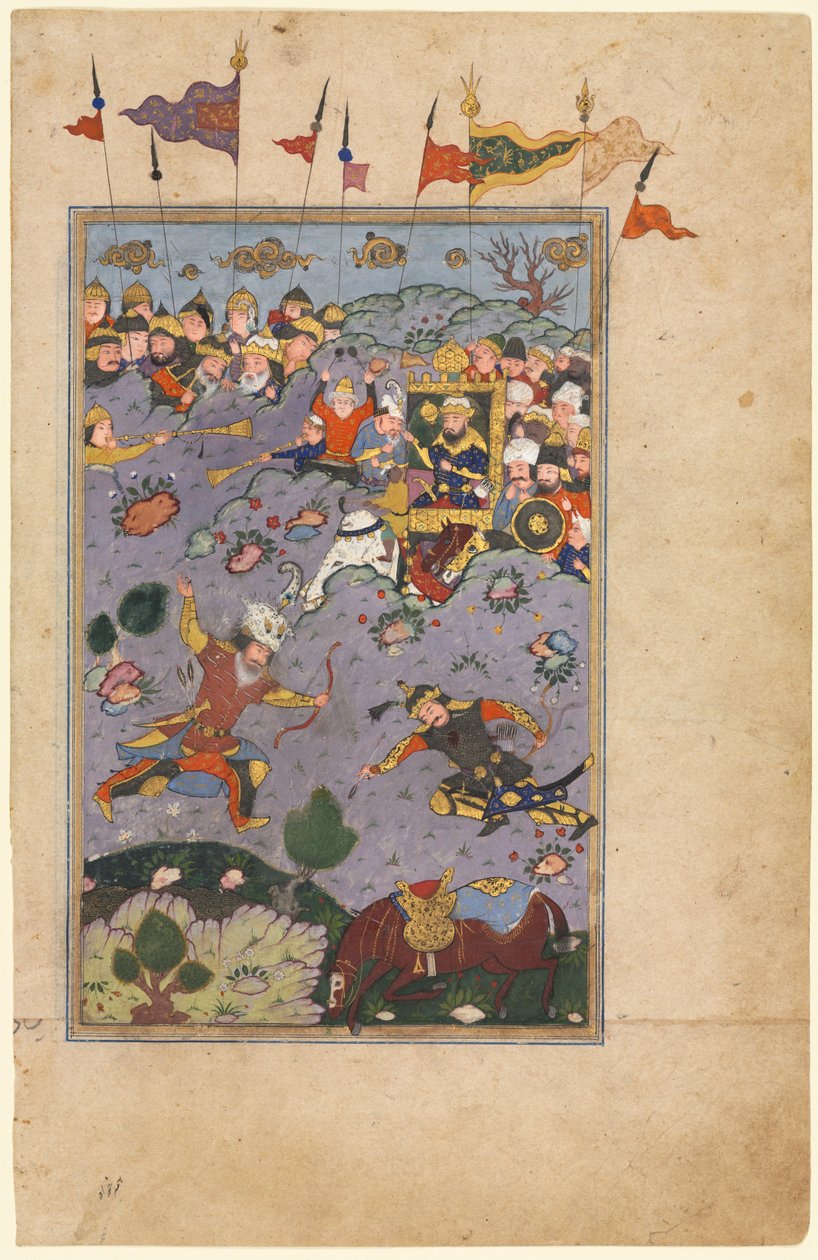 يواجه رستم تحدي أشكابوس ، من شاه ناما (كتاب ملوك) الفردوسي (الفارسية ، حوالي 934-1020) بواسطة فنان غير معروف