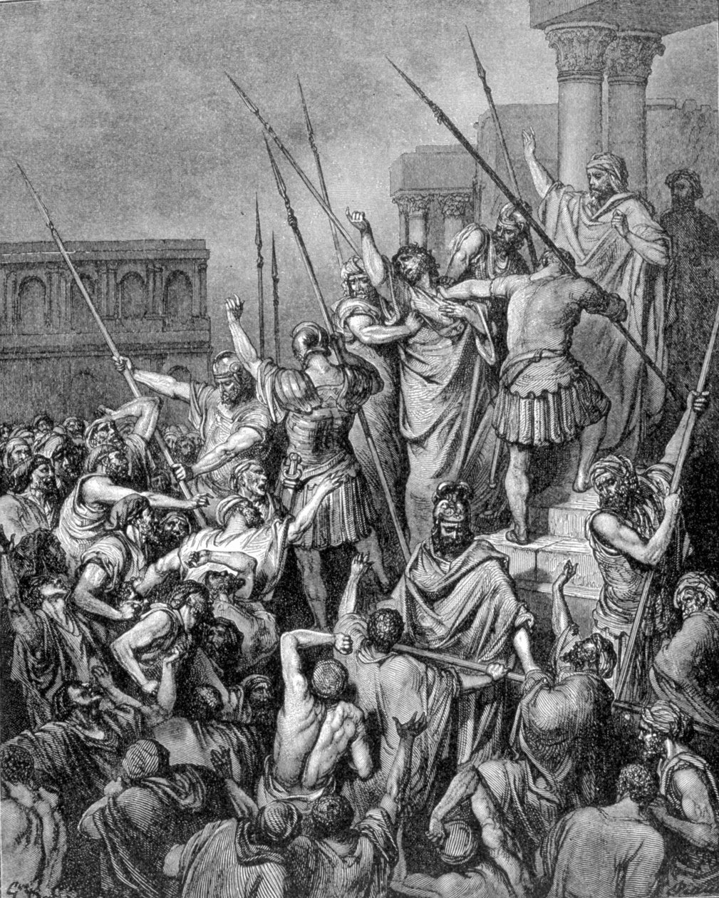 توقف القديس بولس في القدس. نقش القرن التاسع عشر. بواسطة فنان غير معروف