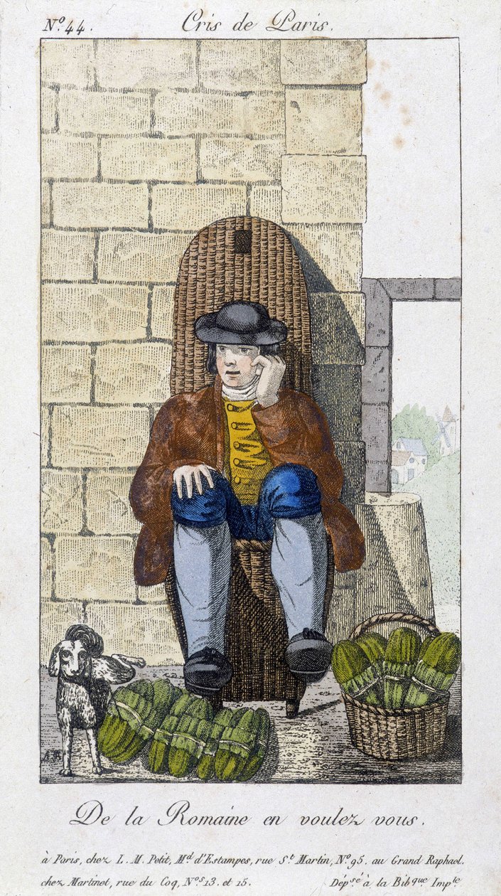Salad salesman - in “” Cris de Paris””, deb. 19th century بواسطة فنان غير معروف