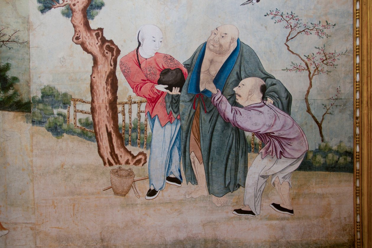 مشاهد الحياة اليومية في الصين ، تفاصيل ورق الحائط الصيني ، الخزانة الصينية ، سكن الصيد ، بقلم فيليبو جوفارا (1678-1736) ، ستوبينيجي ، بيدمونت ، إيطاليا بواسطة فنان غير معروف