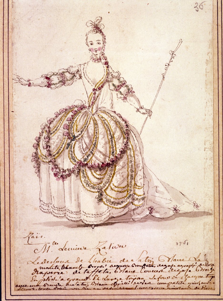 السينوغرافيا: رسم زي للرعي "" Zais "لجين فيليب (جان فيليب) رامو (1683-1764) 1761. ألوان مائية. بواسطة فنان غير معروف