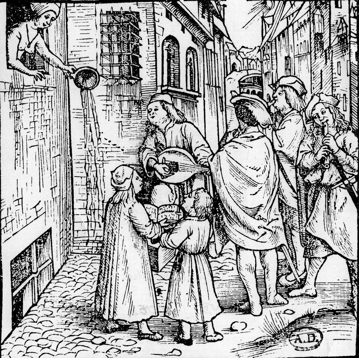 Serenade estudiantine (musicians), Bale, circa 1500 - engraving, Bibl. بواسطة فنان غير معروف