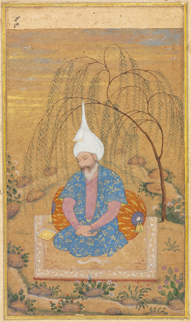شاه طهماسب الأول (1514-1576) جالسًا في منظر طبيعي بواسطة فنان غير معروف