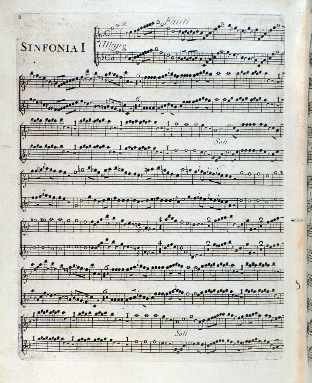 النوتة الموسيقية للفلوت في السمفونية الأولى لـ Sei sinfonie a piu strumenti op. 5 بقلم فرانسوا جوزيف جوسيك بواسطة فنان غير معروف