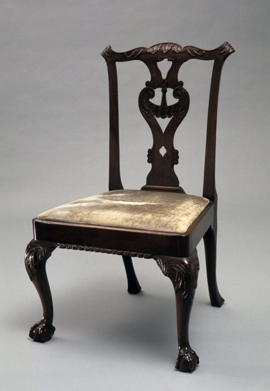 كرسي جانبي ، ج. 1760-1790 (الماهوجني والكرز) بواسطة فنان غير معروف