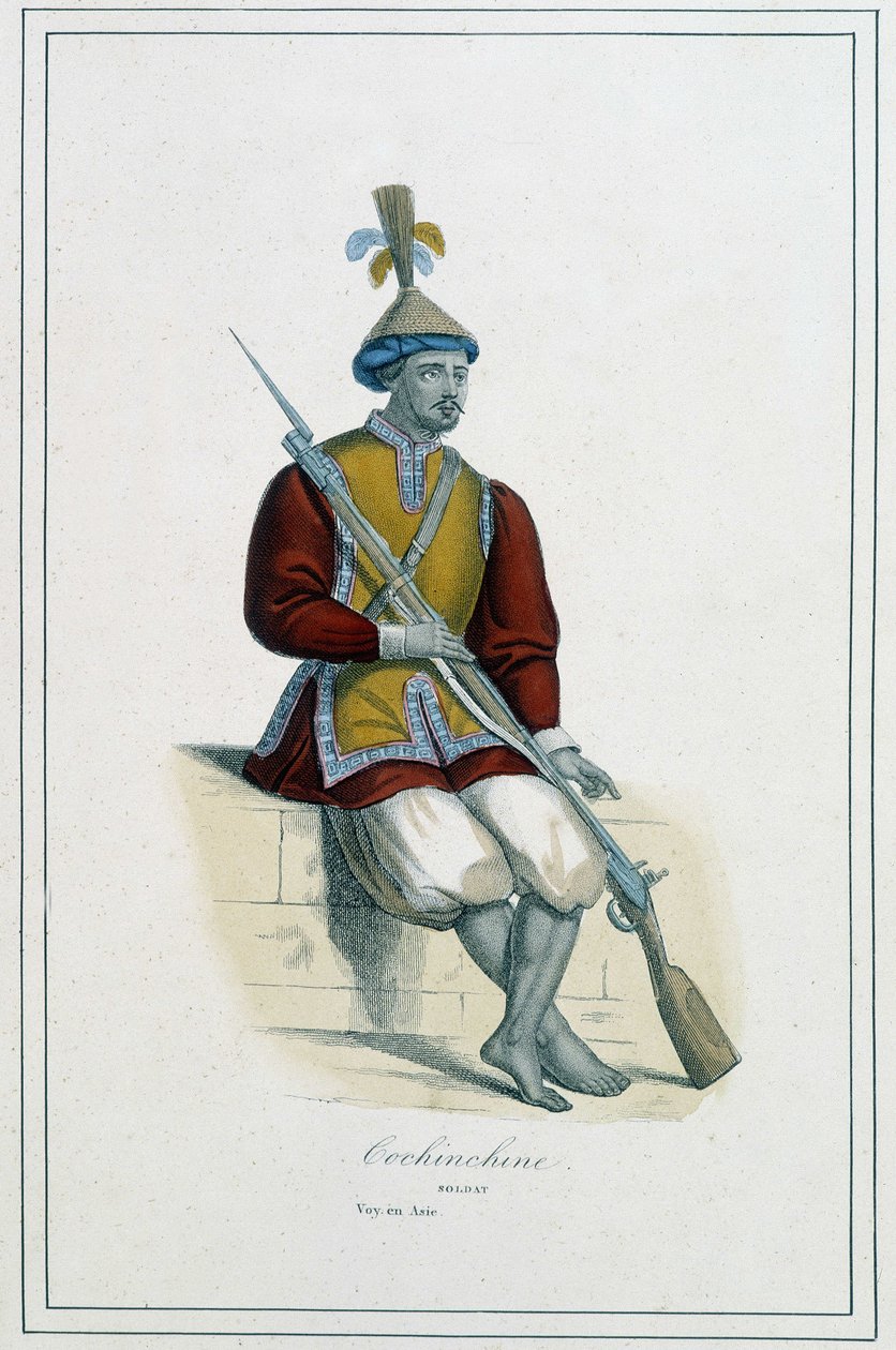 Soldier of Cochinchinean armor - in “The different peoples of the earth”” by Abbot Paul Jonhanneaud, Librairie des Bons livres بواسطة فنان غير معروف