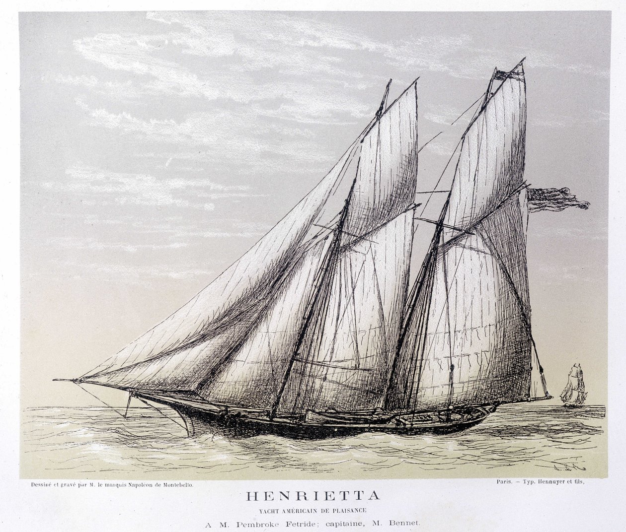 The American Yacht Henrietta - in “” The Centaur”” بواسطة فنان غير معروف