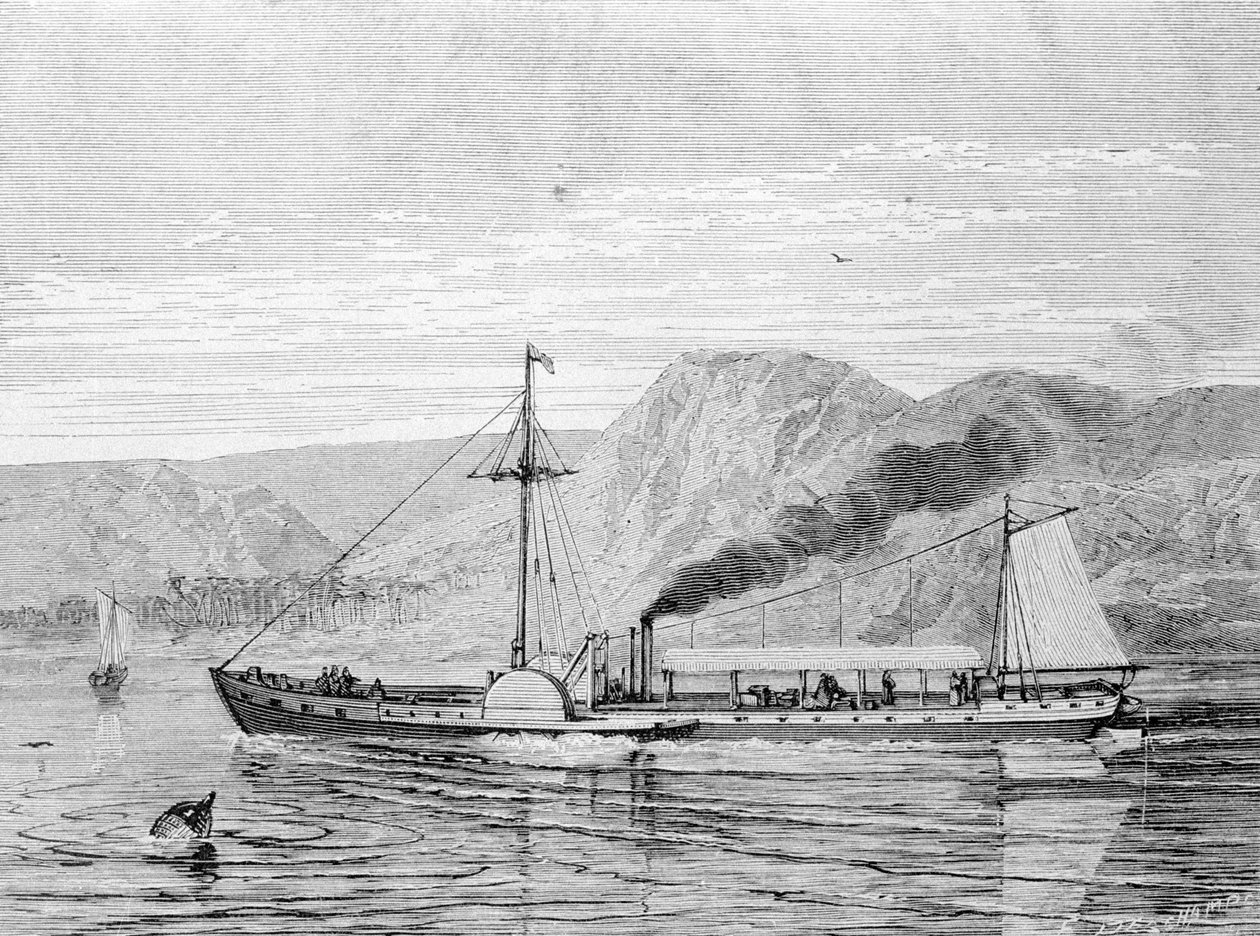 كليرمونت ، قارب بناه روبرت فولتون في عام 1807 (1765 - 1815) لتوفير اتصال نيويورك - ألباني على نهر هدسون. نقش القرن التاسع عشر. بواسطة فنان غير معروف