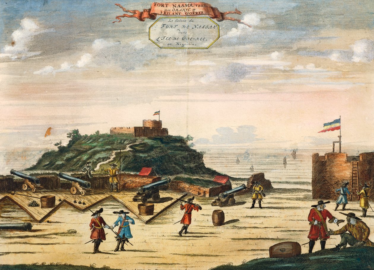 The Dutch Fort of Nassau on the island of Goree, Senegal, engraving. Africa بواسطة فنان غير معروف