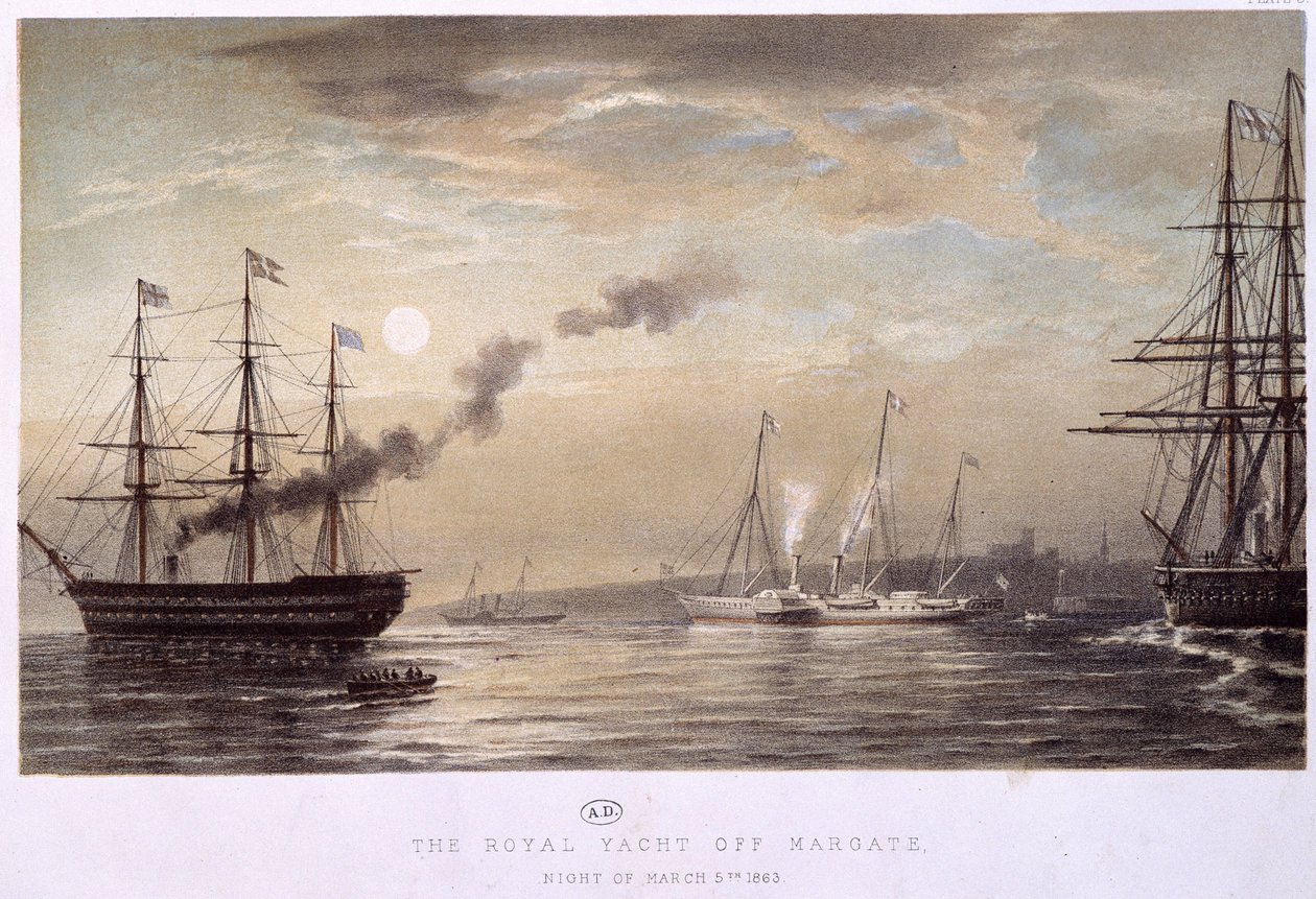 The Royal Yatch off Margate: Royal Yatch of England, one night of March 1863. بواسطة فنان غير معروف