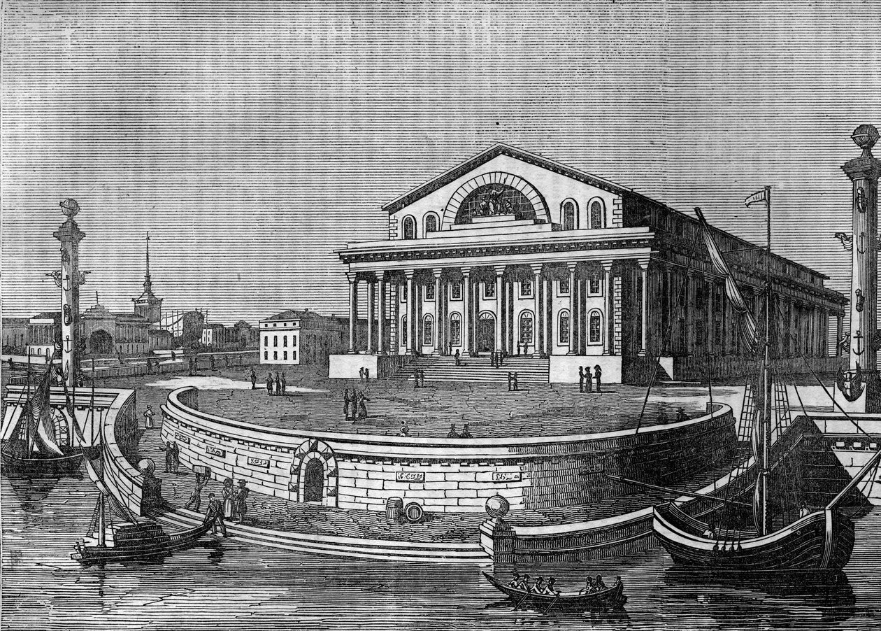 بورصة سانت بطرسبرغ (سانت بطرسبرغ) في روسيا عام 1836. بواسطة فنان غير معروف