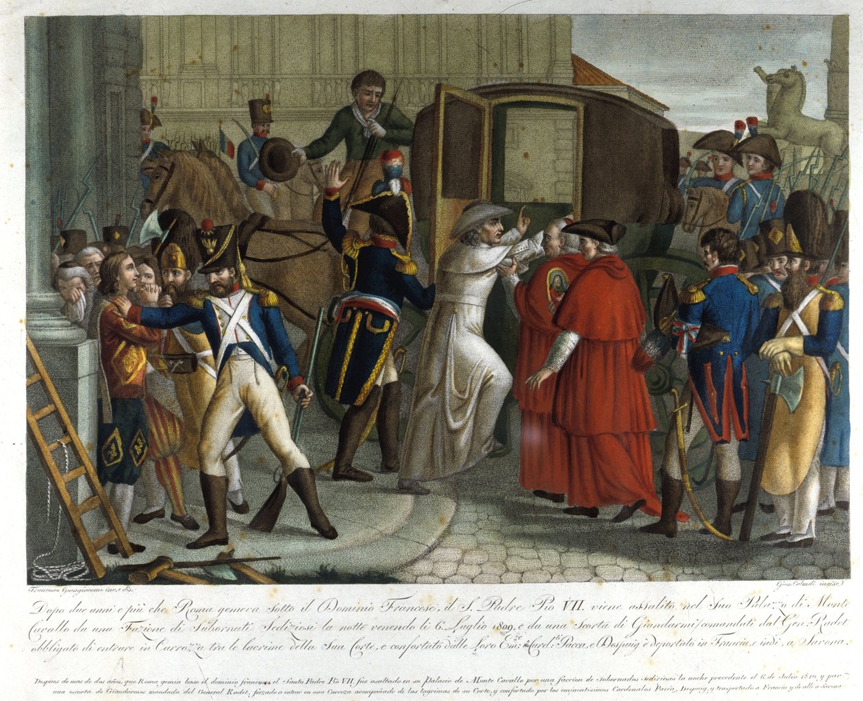 اعتقال بيوس السابع (1742 - 1823) في سافونا عام 1809. بواسطة فنان غير معروف