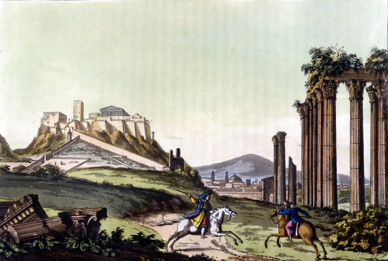 مدينة أثينا عام 1810. في "الزي القديم والحديث" بقلم جول فيرارو ، محرر. ميلان بواسطة فنان غير معروف