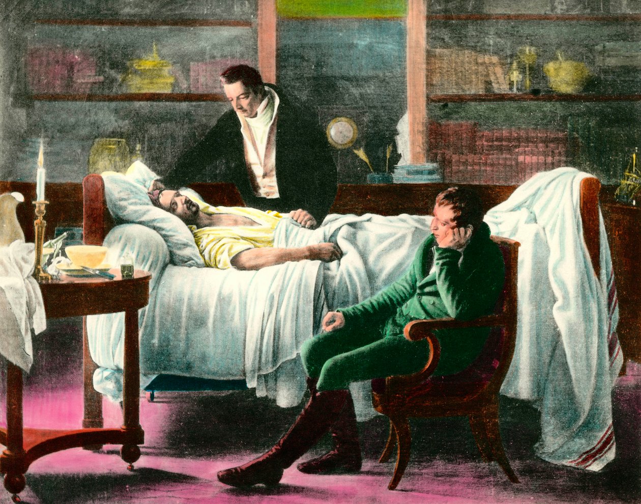 The death of Francois Xavier Bichat (1771-1802), French physician. Illustration of the 19th century. Private collection بواسطة فنان غير معروف
