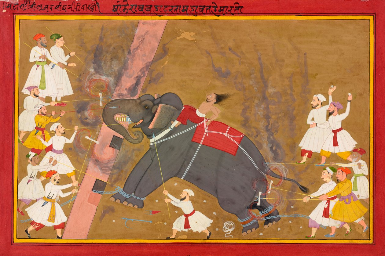 قام الفيل Khanderao Bahadur بقتل شام Mahavat بواسطة فنان غير معروف